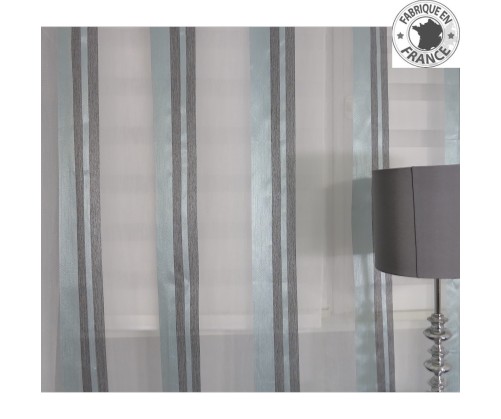 Voile au mètre turquoise gris avec rayure en grande hauteur 300 cm