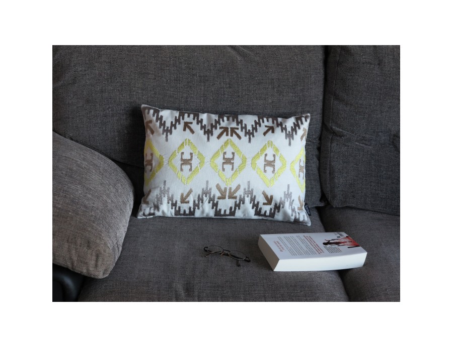 Coussin IKAT naturel déhoussable 35 x 50 cm