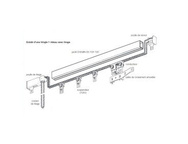 Rail chemin de fer Blanc, Boulet BER 24 x 16 avec tirage ficelle