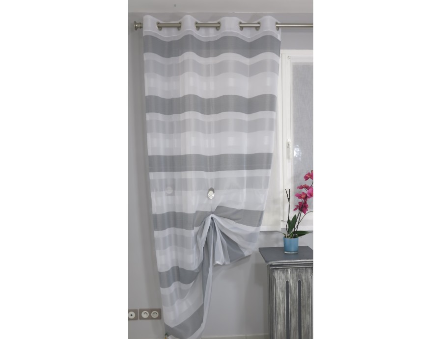 Voilage prêt à poser CAGNAC gris 140 x 243 cm