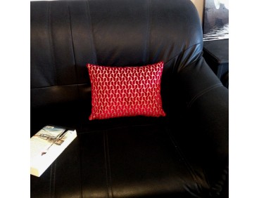 Coussin WELCOME velours bordeaux déhoussable 30 x 40 cm