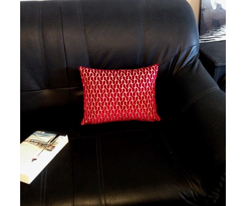 Coussin WELCOME velours bordeaux déhoussable 30 x 40 cm