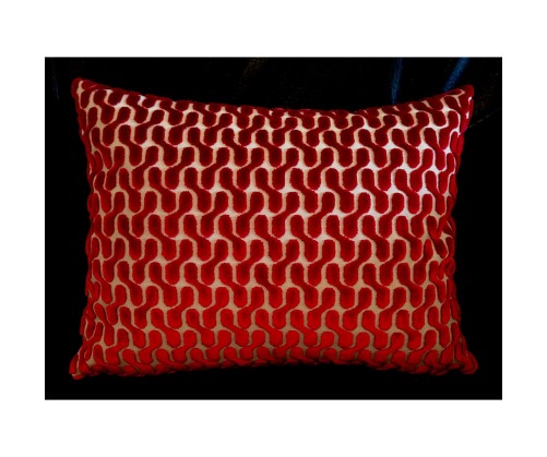 Coussin WELCOME velours bordeaux déhoussable 30 x 40 cm