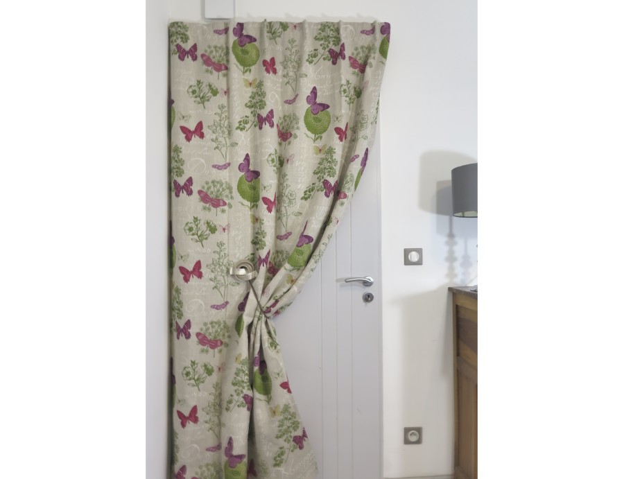 Rideaux ruflette isolant thermique DYNASTY fushia pour tringle portière 137 x 233 cm