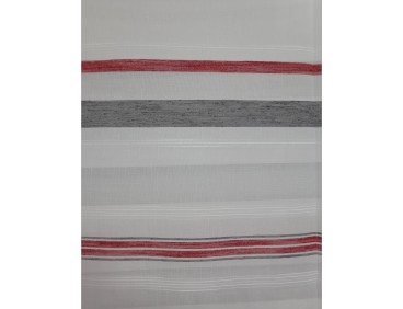 Voilage prêt à poser COUPIAC rouge et gris, 2 dimensions