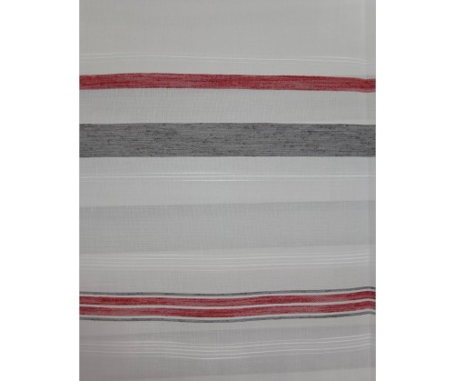 Voilage prêt à poser COUPIAC rouge et gris, 2 dimensions