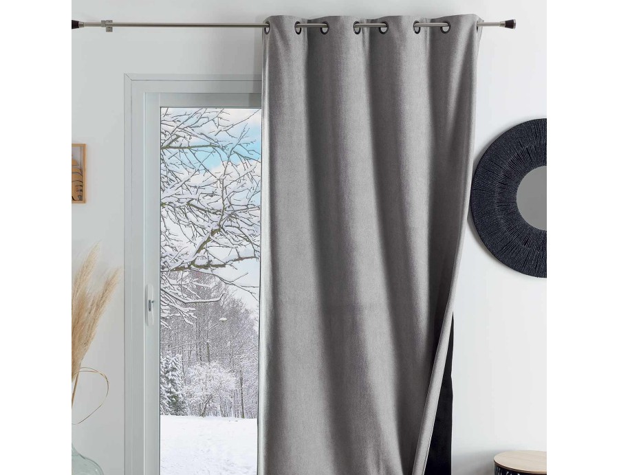 Rideau isolant thermique et phonique KONFOR gris perle 140 x 260 cm