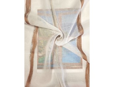 Voile au mètre terracotta beige aspect lin en grande hauteur 300 cm
