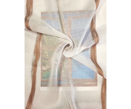 Voile au mètre terracotta beige aspect lin en grande hauteur 300 cm