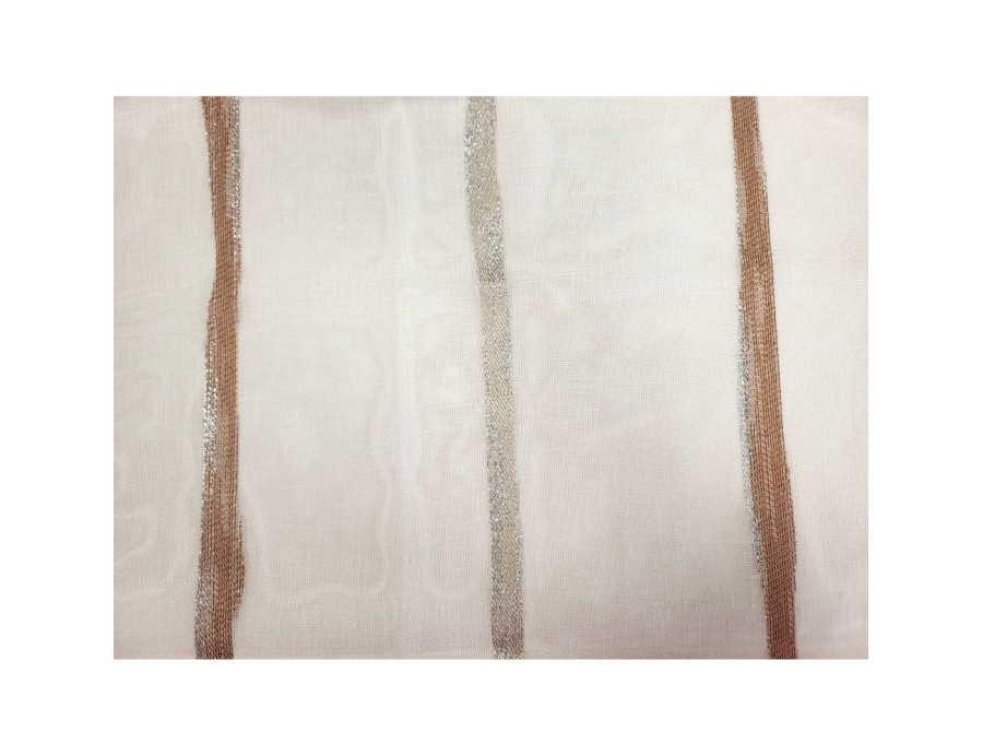 Voile au mètre terracotta beige aspect lin en grande hauteur 300 cm