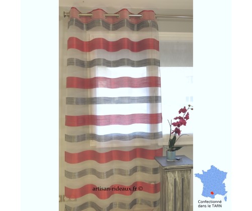 Voilage prêt à poser RONDA rouge 145 x 245 cm