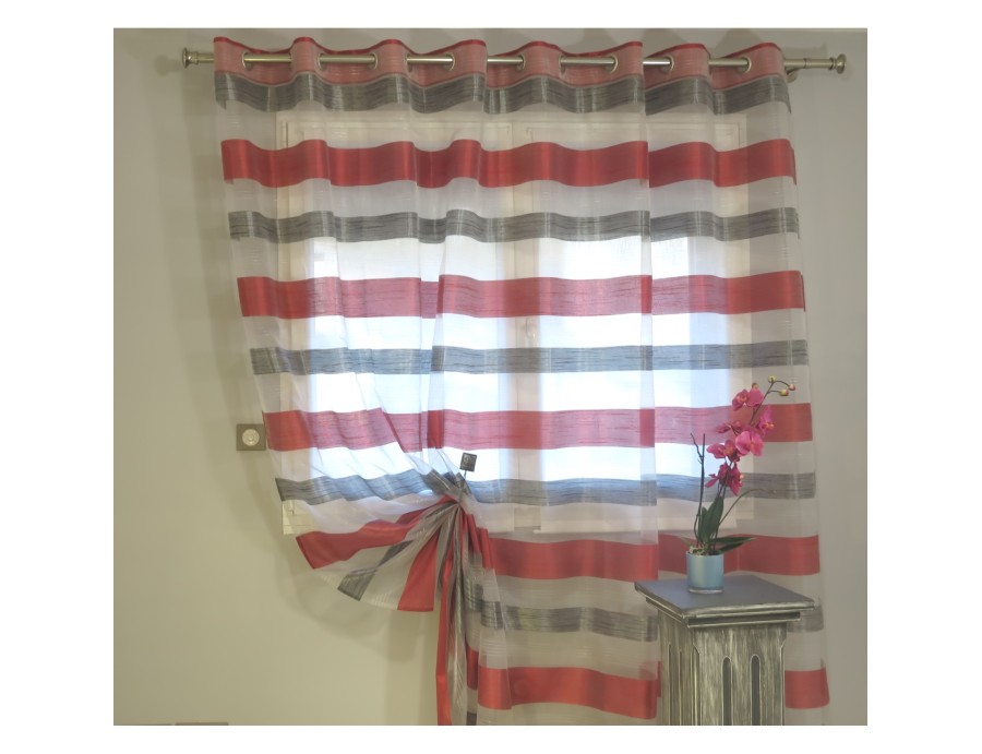 Voilage prêt à poser RONDA rouge 265 x 232 cm