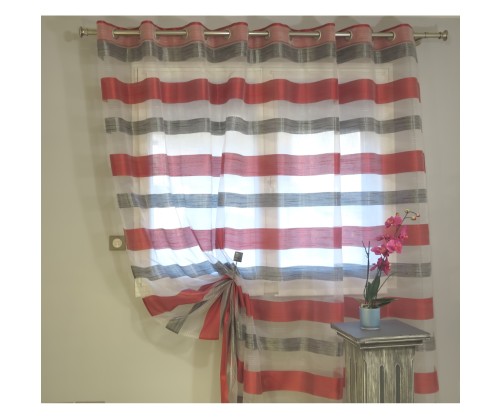 Voilage prêt à poser RONDA rouge 265 x 232 cm