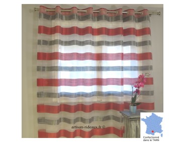 Voilage prêt à poser RONDA rouge 265 x 232 cm