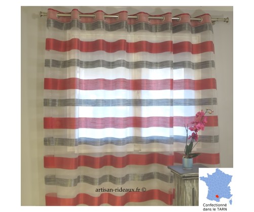 Voilage prêt à poser RONDA rouge 265 x 232 cm