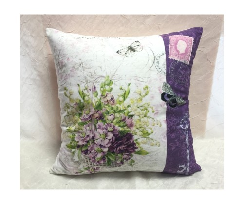 Housse de coussin Panier de fleurs 40 x 40 cm