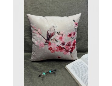 Housse de coussin Cerisier couleur lin 40 x 40 cm