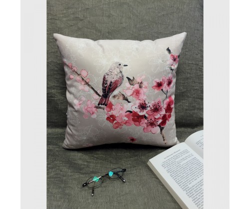 Housse de coussin Cerisier couleur lin 40 x 40 cm