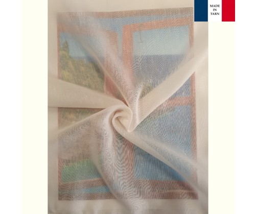 Voilage sur mesure Tergal et Lin beige (jusqu'en 290 cm de haut)