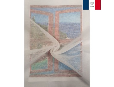 Voilage sur mesure en Lin, couleur ivoire (jusqu'à 290 cm de haut)