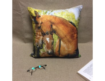 Housse de coussin chevaux 40 x 40 cm