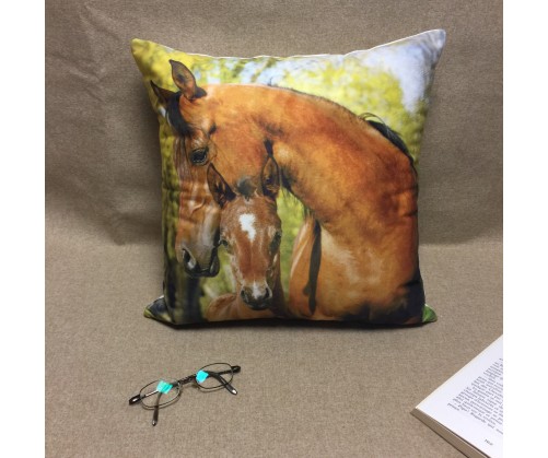 Housse de coussin chevaux 40 x 40 cm