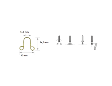 Agrafes Lyre laiton pour anneaux (paquet de 10)