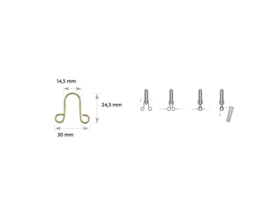 Agrafes Lyre laiton pour anneaux (paquet de 10)