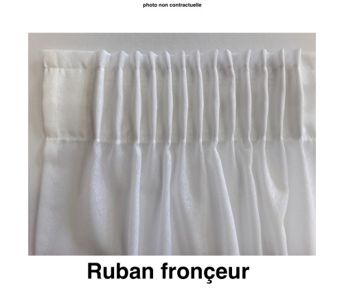 Voilage sur mesure blanc avec rayure bleu et gris (jusqu'à 290 cm de haut). Ref 8352/523
