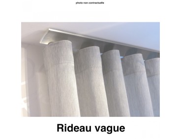 Voilage sur mesure blanc avec rayure bleu et gris