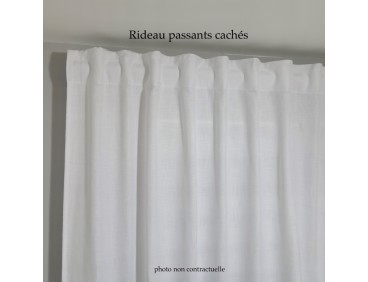 Voilage sur mesure blanc avec rayure bleu et gris