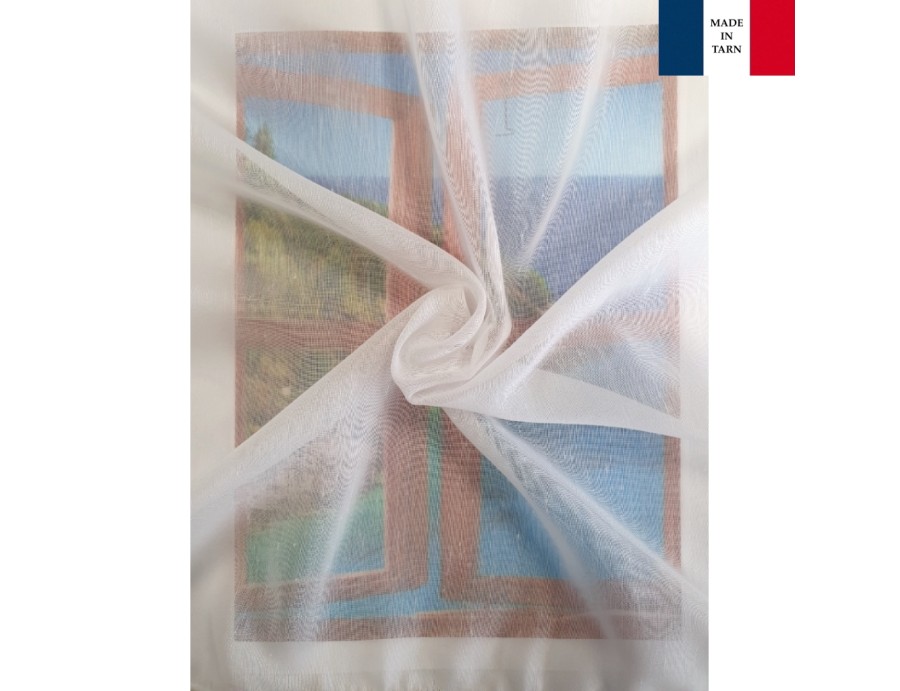 Voilage sur mesure Tergal et Lin blanc (jusqu'en 290 cm de haut). Ref 53
