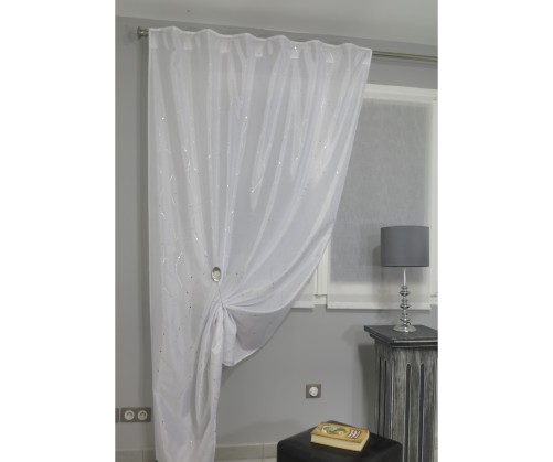 Voilage avec pattes cachés AMOUR blanc 140 x 260 cm