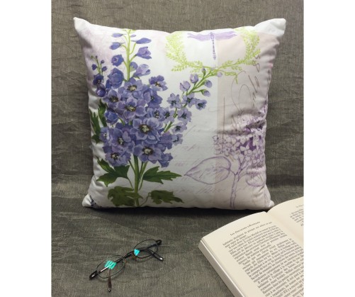 Housse de coussin fleurs parme 40 x 40 cm