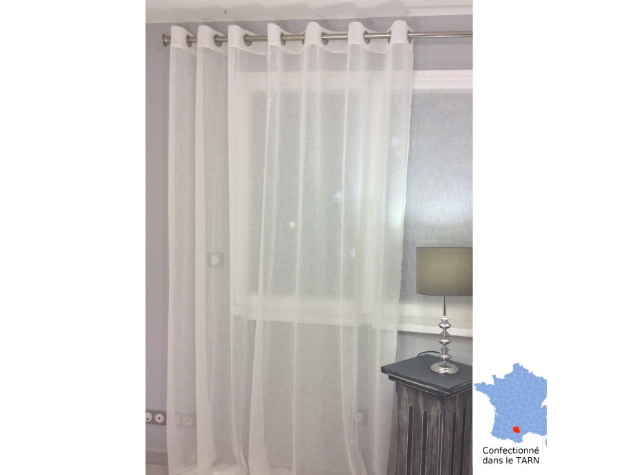 Voilage prêt à poser PUYGOUZON écru grande hauteur 150 x 290 cm