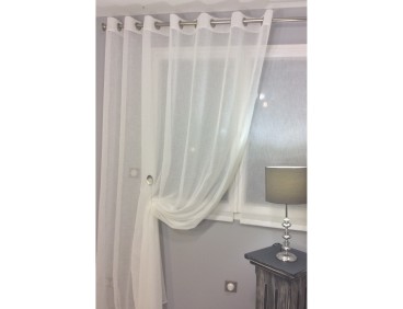 Voilage prêt à poser PUYGOUZON écru grande hauteur 150 x 290 cm