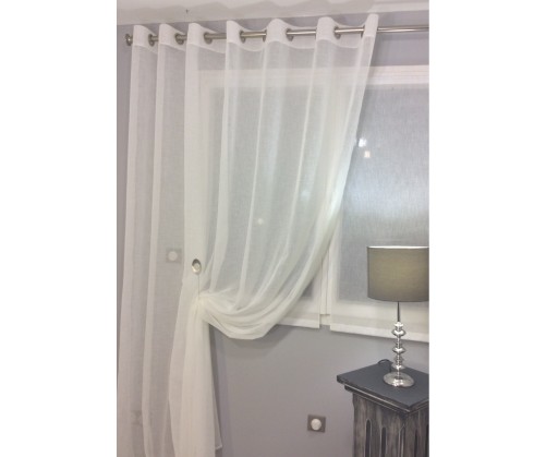 Voilage prêt à poser PUYGOUZON écru grande hauteur 150 x 290 cm