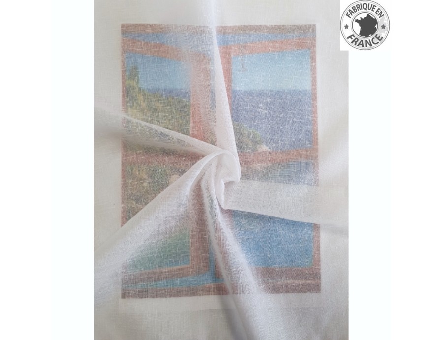 Voile au mètre aspect lin blanc uni en grande hauteur 300 cm