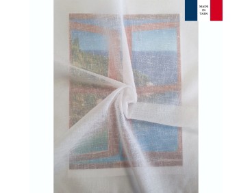 Voilage sur mesure aspect lin blanc uni (jusqu'à 290 cm de haut)