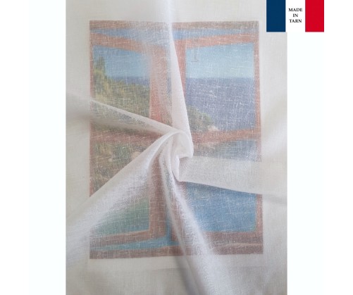 Voilage sur mesure aspect lin blanc uni (jusqu'à 290 cm de haut)