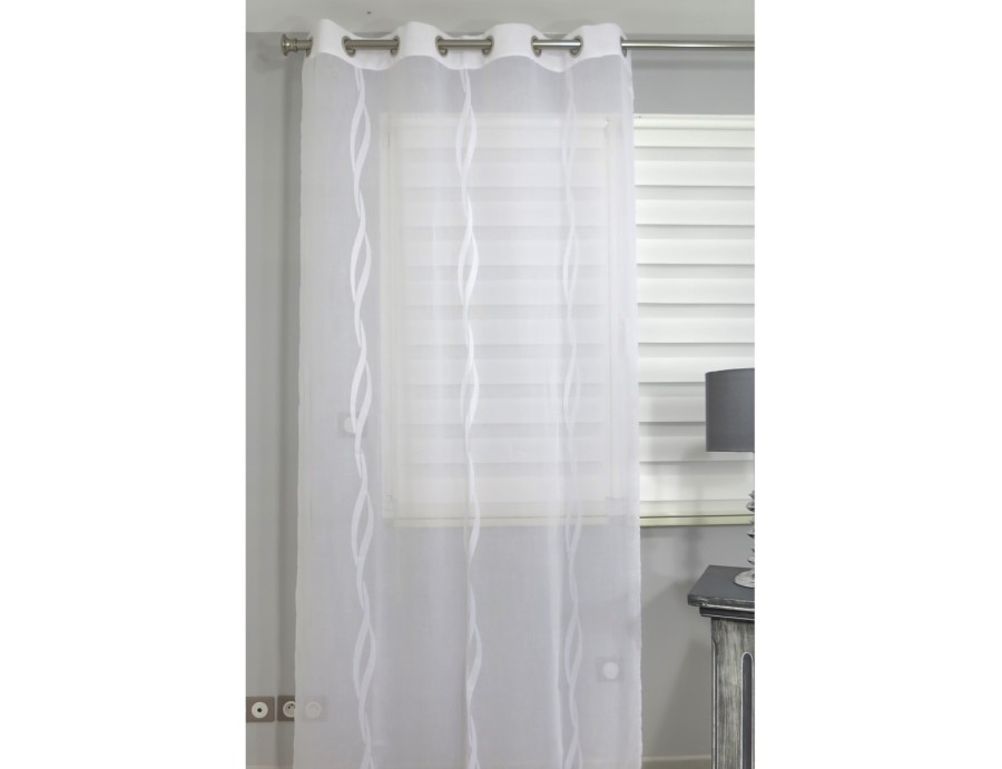 Voilage prêt à poser Torsade blanc 140 x 240 cm