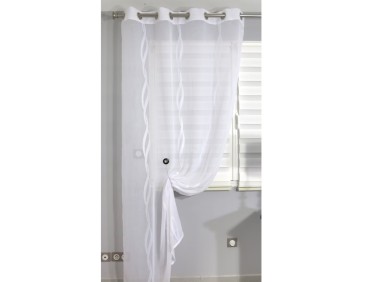 Voilage prêt à poser Torsade blanc 140 x 240 cm