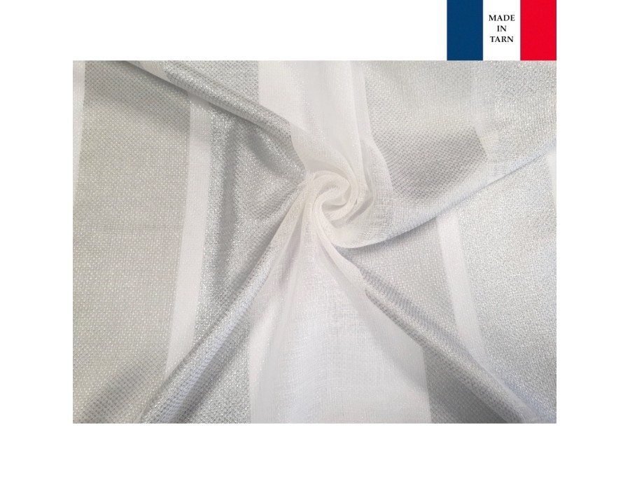 Voilage sur mesure argent et gris (jusqu'à 290 cm de haut). Ref 09763