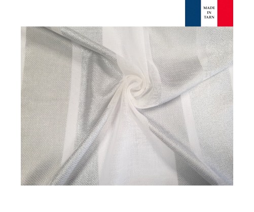 Voilage sur mesure argent et gris (jusqu'à 290 cm de haut )