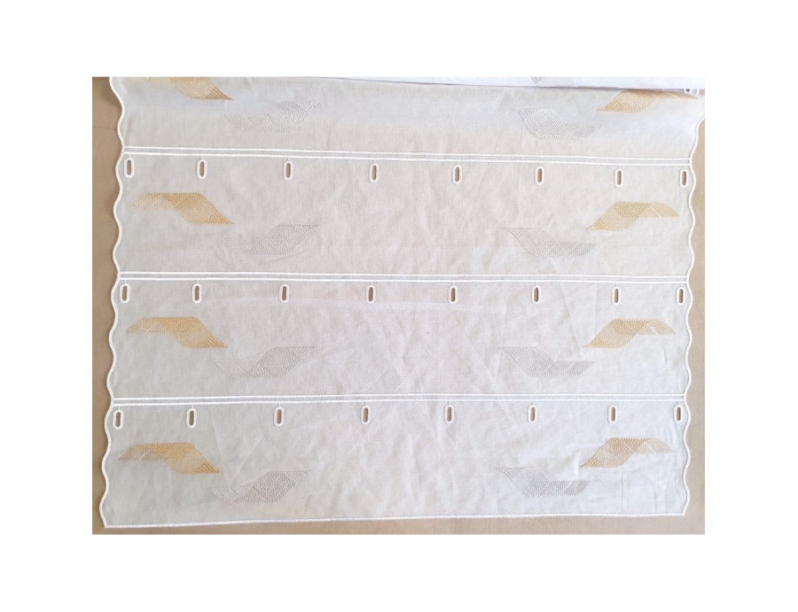 Rideaux de vitrages Modulable moutarde et gris en 75 cm de large