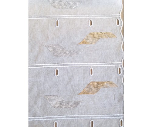 Rideaux de vitrages Modulable moutarde et gris en 75 cm de large