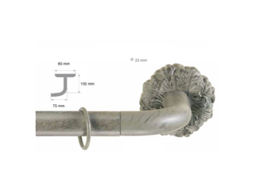 Kit de tringle avec corner couleur bronze vieilli en 180 cm