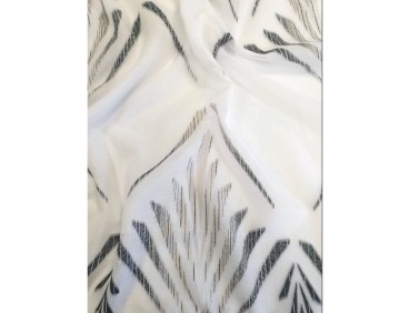 Voile au mètre blanc gris aspect lin en grande hauteur 300 cm