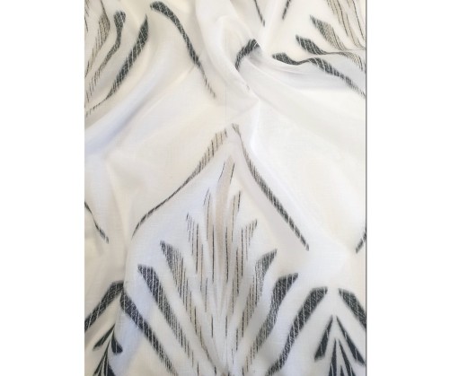 Voile au mètre blanc gris aspect lin en grande hauteur 300 cm