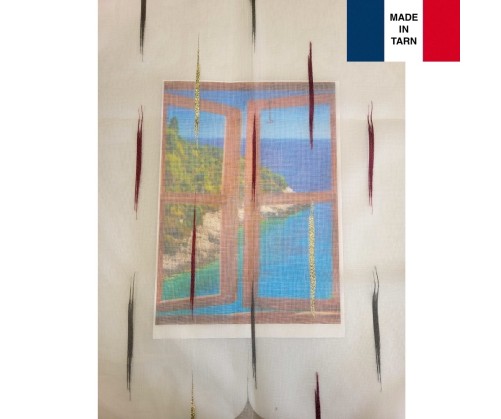 Voilage sur mesure bordeaux et doré (jusqu'à 290 cm de haut )